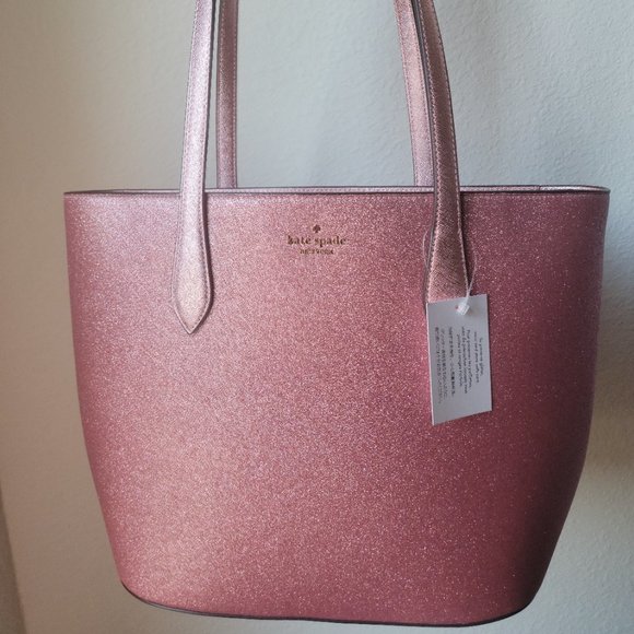 🚫 SOLD NWT KATE SPADE MITTEN PINK TINSEL KATE SPADE GLIMMER TOTE - Picture 4 of 4